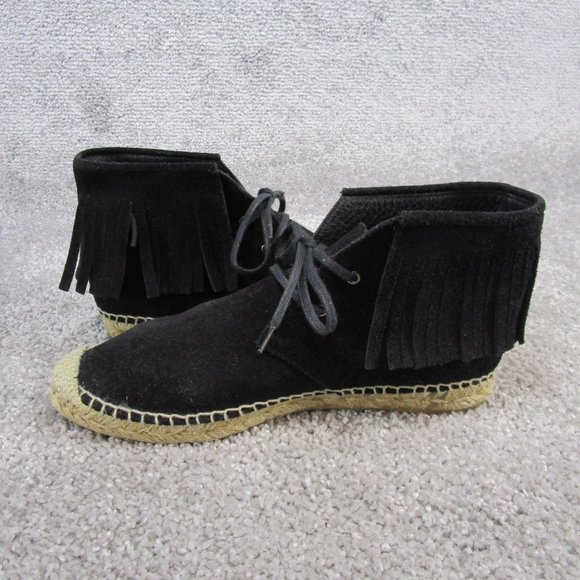 Saint Laurent Ankle Booties Womens Size 38 Eu Espadrilles Black Suede - Picture 6 of 12